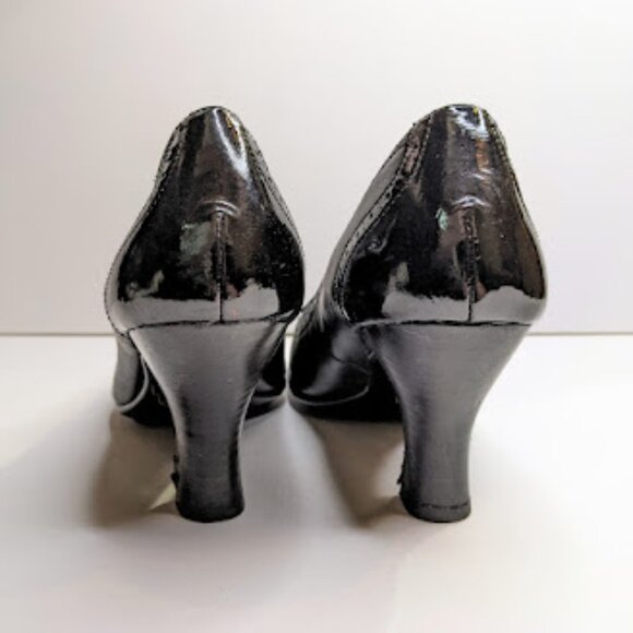 Sofft Heels Womens 7.5 Black Patent Leather Oxford Brogue Professional Pumps - Picture 3 of 7